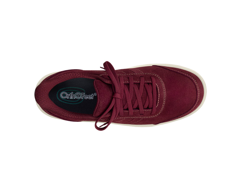 OrthOFeet Dames Hands-Free Instap Sneaker Wander Burgundy