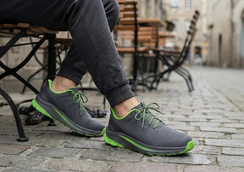 OrthOfeet Heren Hands-Free Instap Sneaker Tilos Grey/Lime