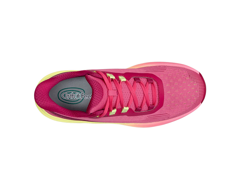 OrthOfeet Dames Hands-Free Instap Sneaker Nira Dart Fuchsia Yellow