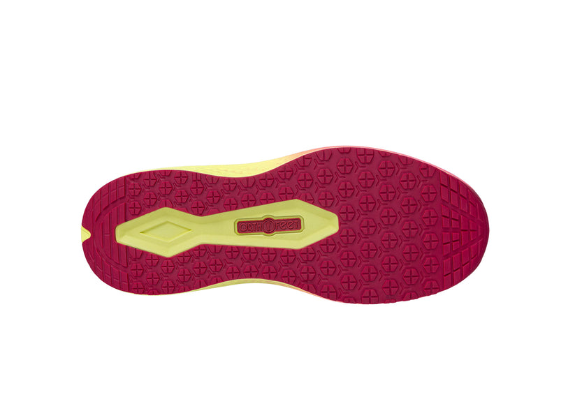 OrthOfeet Dames Hands-Free Instap Sneaker Nira Dart Fuchsia Yellow