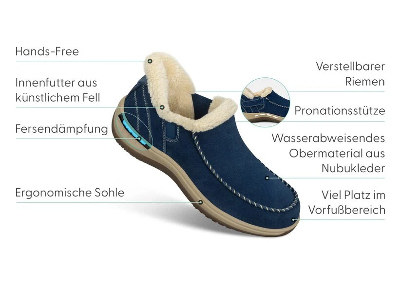 OrthOFeet Dames Hands-Free Instap Mocassin Lorin Sapphire